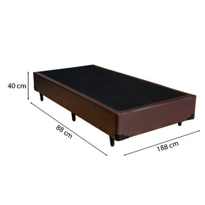 Cama Box Solteiro 88 Tecido Marrom Com Colchão Alegro Bello Box D28 Cinza 57x88x188
