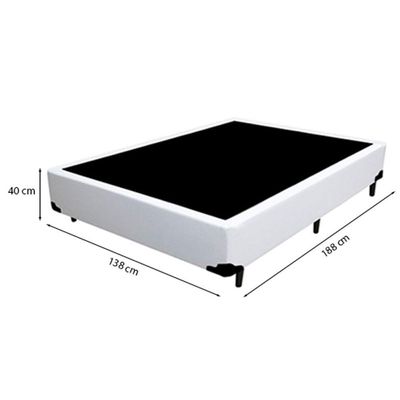 Cama Box Casal 138 Tecido Branco Com Colchão Paris Molas Preto 66x138x188