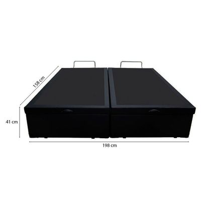 Cama Box Baú Queen 158 Tecido Preto Com Colchão Alegro Bello Box D28 Cinza 58x158x198