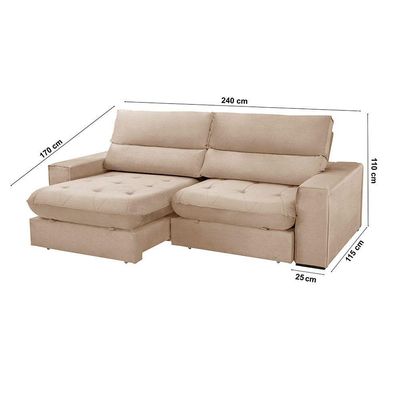 Sofá Aspem Linho 02 Módulos De 120cm B25cm Meu Sofá Online A226 Linho Bege