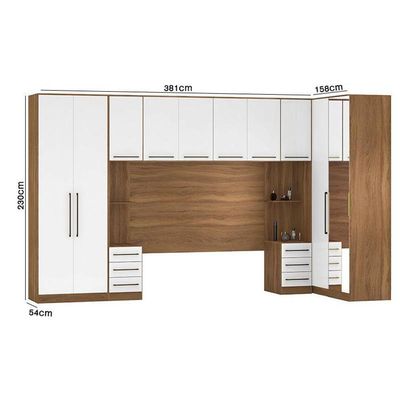 Quarto Modulado Casal Irlanda Composição 4 Amêndola-branco - Demartêz Amêndola-branco