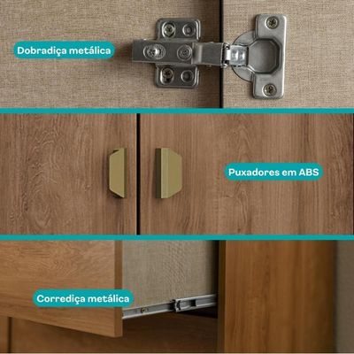 Guarda Roupa Casal 4 Ptas C/ Espelho Fit Carraro Freijó/offw