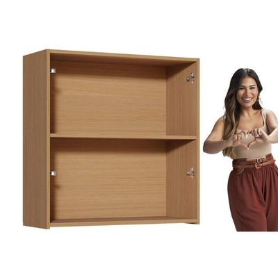 Armário Aéreo Para Cozinha Simone Mendes Com 2 Portas 80cm Carvalho Cinza - Nesher
