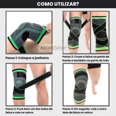 Joelheira de Compressão Ortopédica Verde e Preta - Conforto e Suporte Total para Seus Joelhos