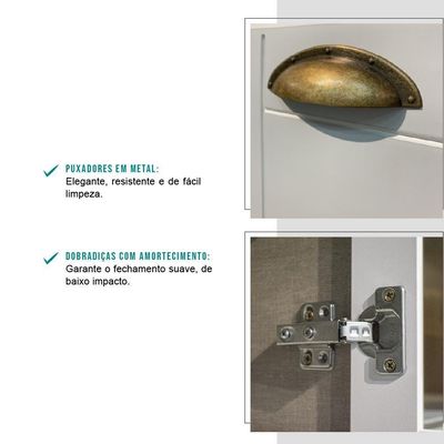 Balcão Milla Mdf 2 Portas 3 Gavetas Branco 120cm Carraro