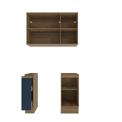 Lavanderia Modulada Kappesberg Celeste 3 Peças Nogueira/azul 120cm