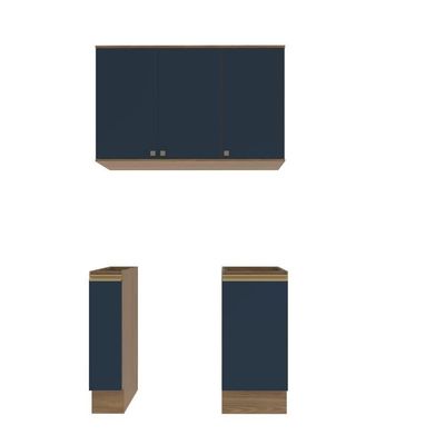 Lavanderia Modulada Kappesberg Celeste 3 Peças Nogueira/azul 120cm