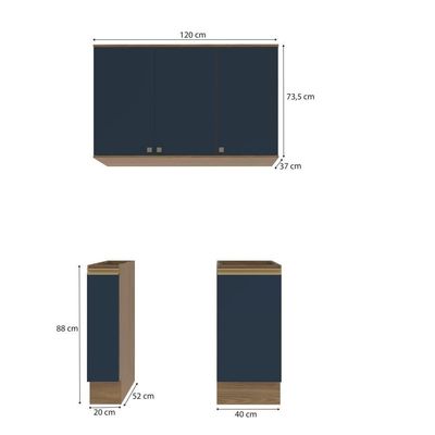 Lavanderia Modulada Kappesberg Celeste 3 Peças Nogueira/azul 120cm