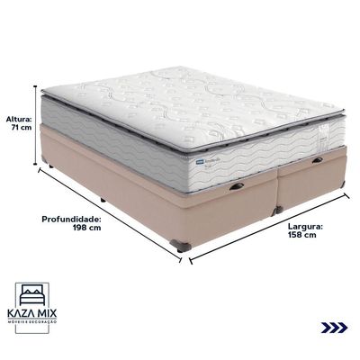 Cama Box Baú Bege E Colchão Amsterdã Molas Ensacadas Queen Probel