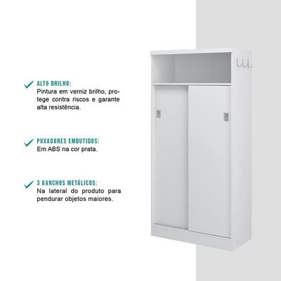 Armário Utilitário Escritório 2 Portas Branco Carraro