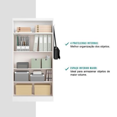 Armário Utilitário Escritório 2 Portas Branco Carraro