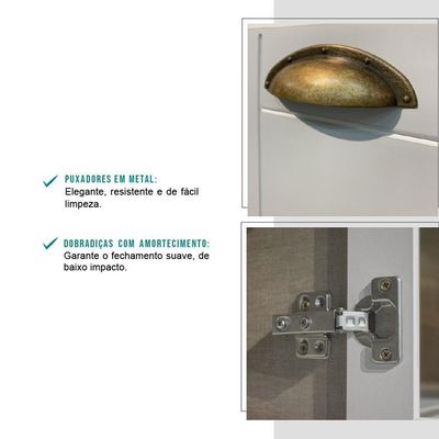 Balcão Milla Mdf 2 Portas Branco 80cm Carraro