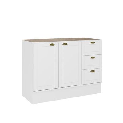 Balcão Gabinete De Pia Mdf Milla 2 Portas 3 Gavetas Branco 120cm Carraro
