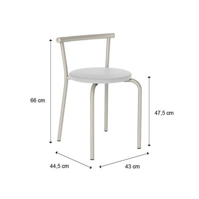Conjunto 4 Banquetas Tubo Prata Napa Branca 105 Carraro