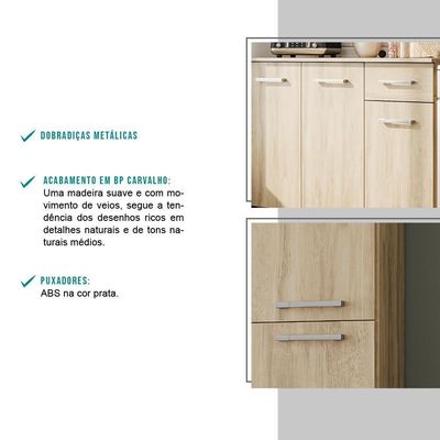 Cozinha Compacta Arizona Classic Com Armário E Balcão Carraro - Carvalho Carvalho