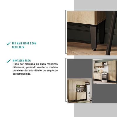 Cozinha Compacta Arizona Classic Com Armário E Balcão Carraro - Carvalho Carvalho