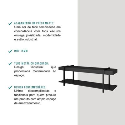 Rack C/ Painel Para Tv Até 50' Ohio Carraro Preto