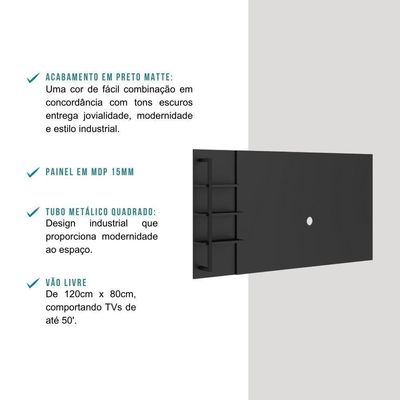 Rack C/ Painel Para Tv Até 50' Ohio Carraro Preto