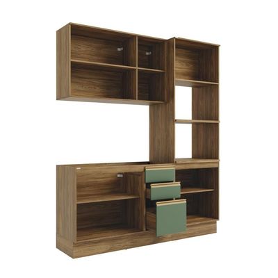 Cozinha Compacta Celeste Kappesberg 100% Mdf Nogueira/verde 190cm