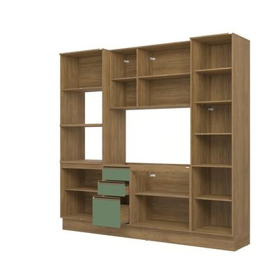 Cozinha Compacta Celeste Kappesberg 100% Mdf Nogueira/verde 240cm
