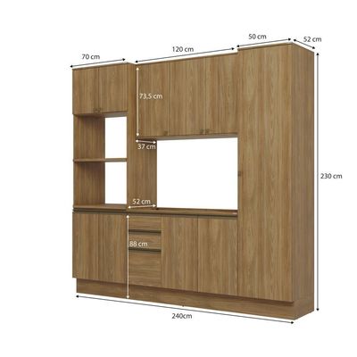 Cozinha Compacta Celeste Kappesberg 100% Mdf Nogueira 240cm
