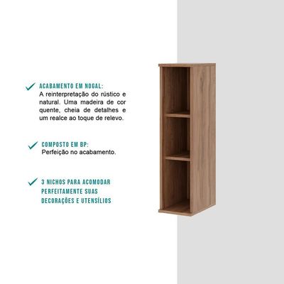 Nicho Aéreo Nogal 20cm Carraro - Versátil e Elegante
