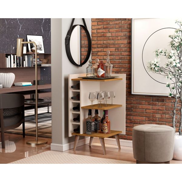Adega De Canto Malbec cor Off White/Freijó - Comprar Moveis em Casa