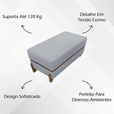 Puff Recamier Kodama Para Cama Queen 150cm Pé Castanho Cinza Bouclé