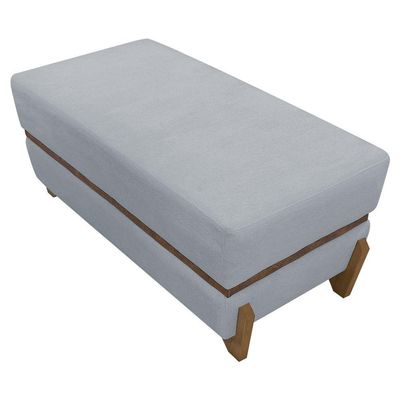 Puff Recamier Kodama Para Cama Queen 150cm Pé Castanho Cinza Bouclé