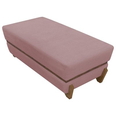Puff Recamier Kodama Para Cama King 200cm Pé Castanho Rosê Bouclé