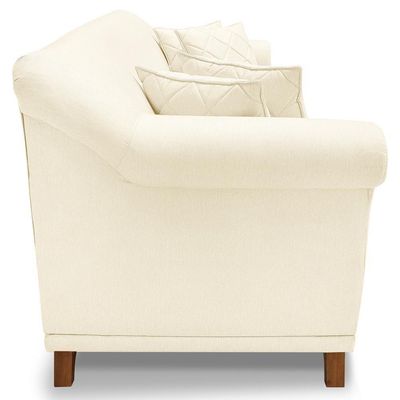 Sofa 3 Lugares Retro Polo 200cm Com Almofada Linho Perola Ezz Perola