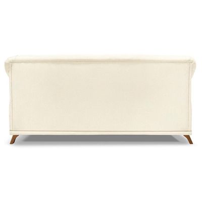 Sofa 3 Lugares Retro Polo 200cm Com Almofada Linho Perola Ezz Perola