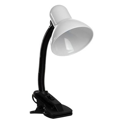 Luminária De Mesa Com Presilha Articulada Branca Entrada E27 Bivolt Para Escritório