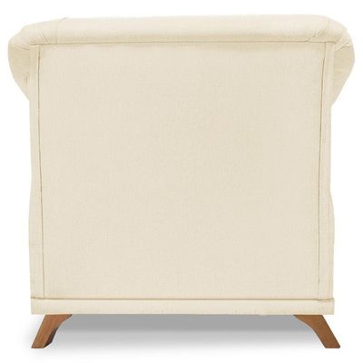 Poltrona Decorativa Retro Polo Com Almofada Linho Perola Ezz Perola
