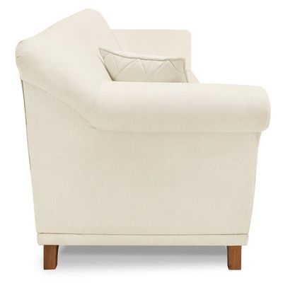 Poltrona Decorativa Retro Polo Com Almofada Linho Perola Ezz Perola