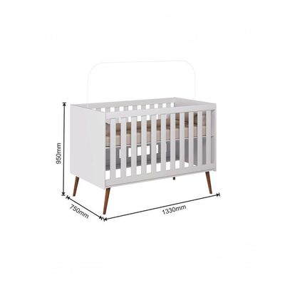 Berço Infantil Lunna 100% MDF Estilo Retrô Branco