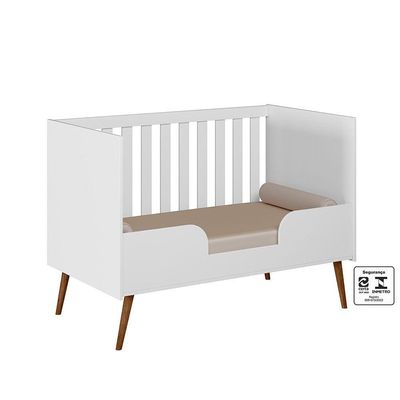 Berço Infantil Lunna 100% MDF Estilo Retrô Branco