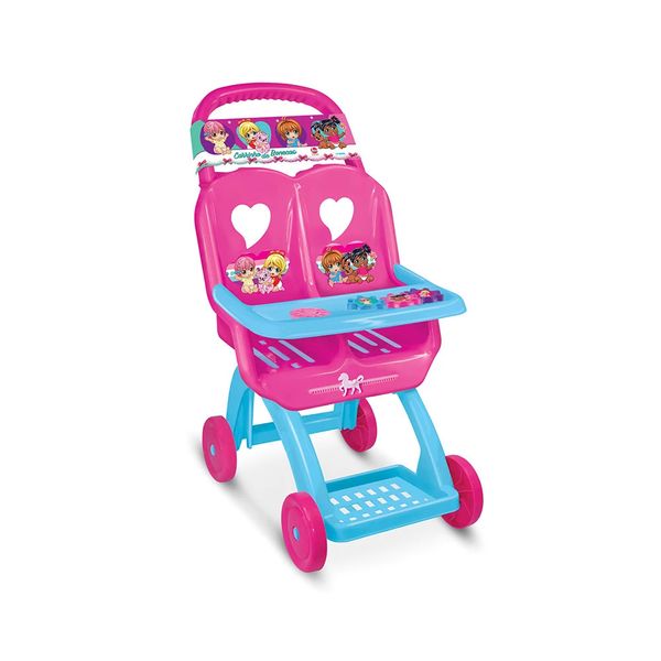 Carrinho de Passeio Líder para 2 Bonecas Decorado