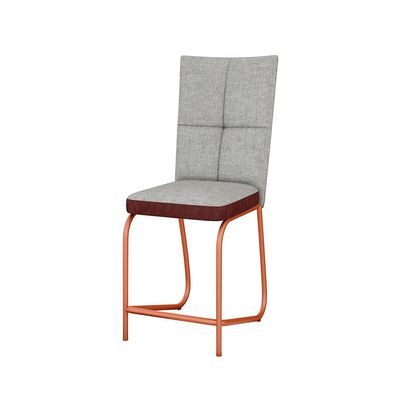 Conjunto de Mesa Retangular com Tampo de MDP Amadeirado Atlanta e 6 Cadeiras Mônaco Revestimento Sintético Cinza e Cobre