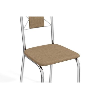 Sala De Jantar Completa Volga Com Tampo De Vidro 90cm E 4 Cadeiras Lisboa Cromada - Branco - Kappesberg