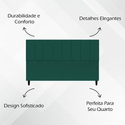 Cabeceira Decorativa Classic Para Cama King 195 Cm Suede Verde Suede
