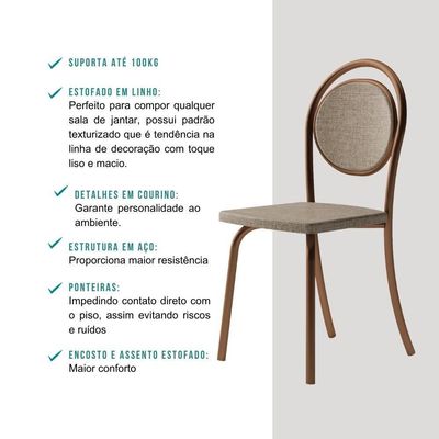 Conjunto Sala De Jantar 4 Cadeiras Nolita Carraro Fre/ros/are