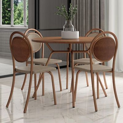 Conjunto Sala De Jantar 4 Cadeiras Nolita Carraro Fre/ros/are