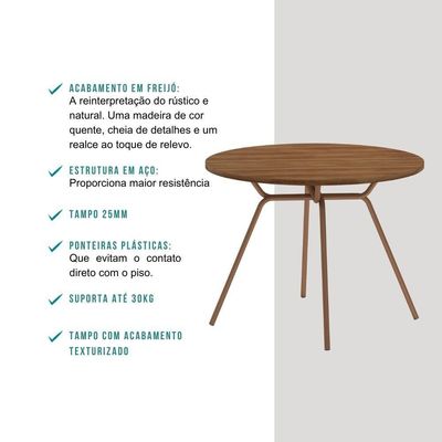 Conjunto Sala De Jantar 4 Cadeiras Nolita Carraro Fre/ros/are