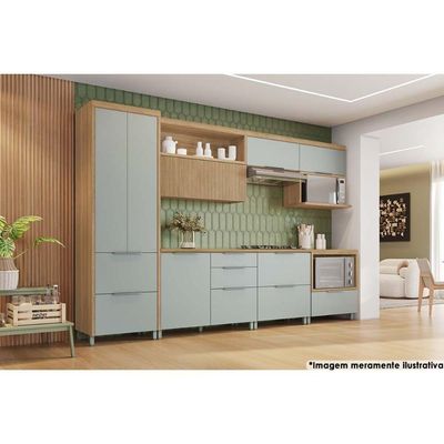 Módulo Cozinha Nesher Marquesa Paneleiro c/ 2 Portas e 2 Gavetas 70cm Nature/Verde - Nesher