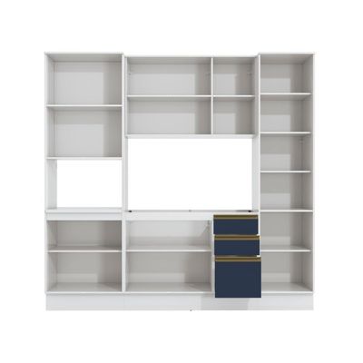 Cozinha Compacta Com Kit Forno Celeste Kappesberg 100% Mdf Branco/azul 240cm