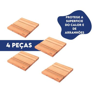 Kit Com 4 Descansos De Panela De Madeira Essence