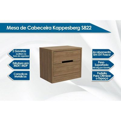 Mesa Cabeceira S822 C/ 2 Gavetas Polipropileno Branco - Kappesberg