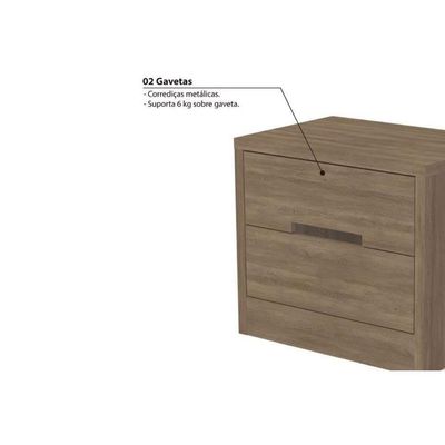 Mesa Cabeceira S822 C/ 2 Gavetas Polipropileno Branco - Kappesberg