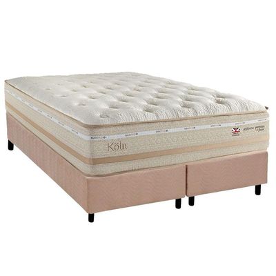 Conjunto Box King: Colchão Molas Herval Maxspring Koln + Base CRC Suede Clean (193x203)